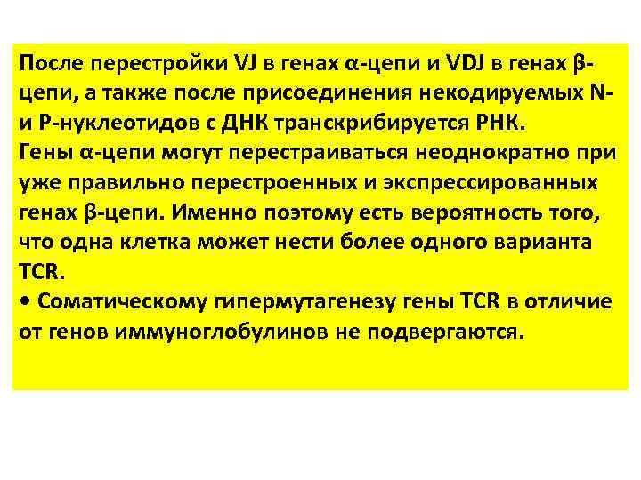 После перестройки VJ в генах α-цепи и VDJ в генах βцепи, а также после