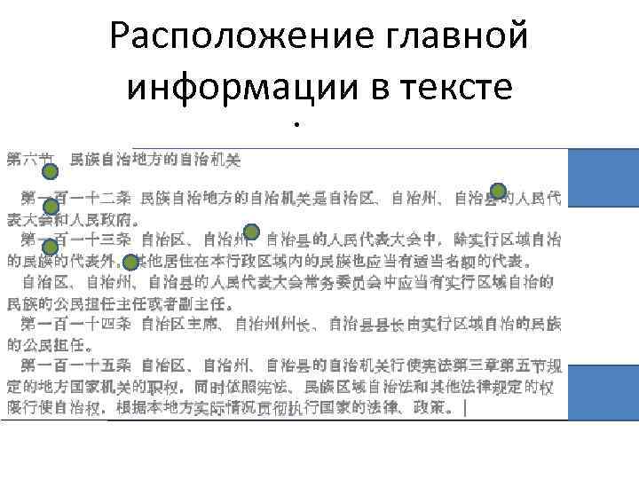 Расположение главной информации в тексте • 000 