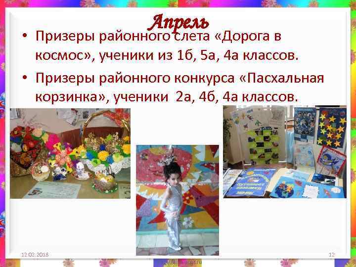 Апрель • Призеры районного слета «Дорога в космос» , ученики из 1 б, 5