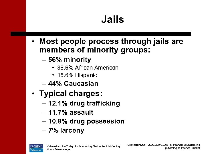 Jails • Most people process through jails are members of minority groups: – 56%
