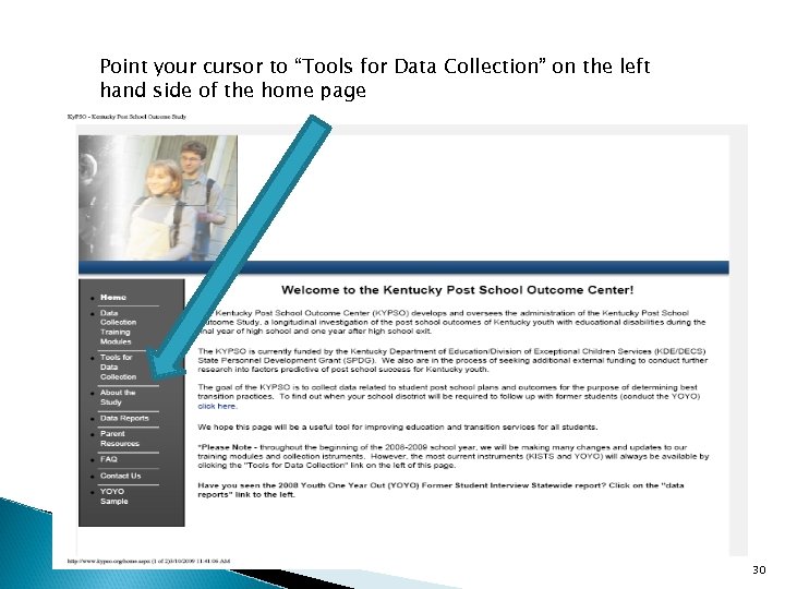 Point your cursor to “Tools for Data Collection” on the left hand side of