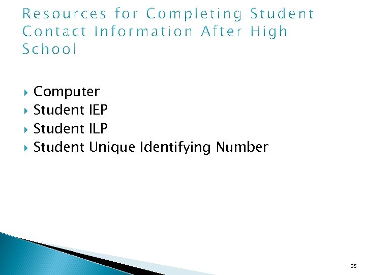  Computer Student IEP Student ILP Student Unique Identifying Number 35 