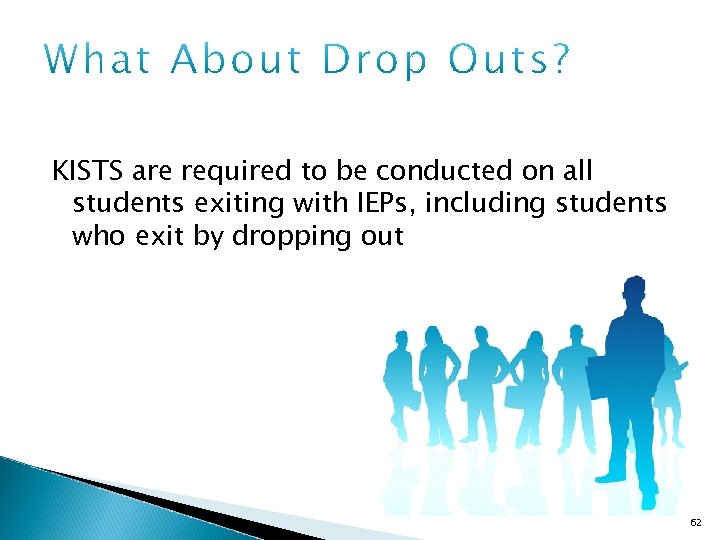 KISTS are required to be conducted on all students exiting with IEPs, including students