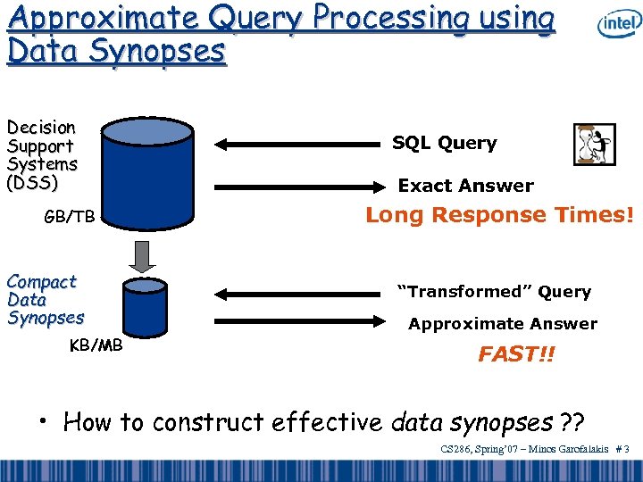 Approximate Query Processing using Data Synopses Decision Support Systems (DSS) GB/TB Compact Data Synopses