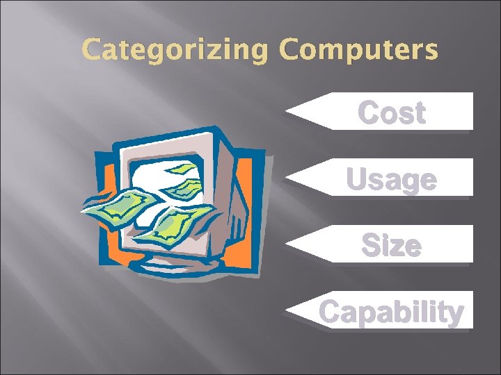 Categorizing Computers Cost Usage Size Capability 