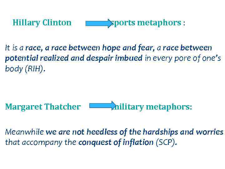 Hillary Clinton sports metaphors : It is a race, a race between hope and