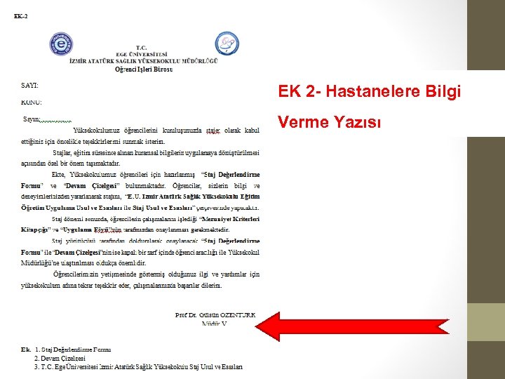 EK 2 - Hastanelere Bilgi Verme Yazısı 