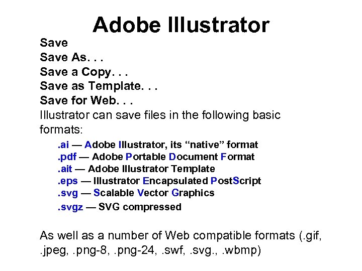 adobe illustrator 8 save compatible file