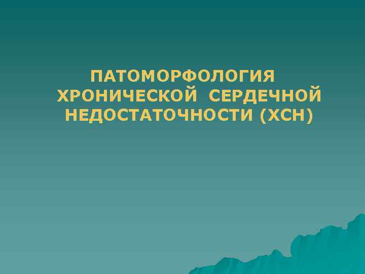 ПАТОМОРФОЛОГИЯ ХРОНИЧЕСКОЙ СЕРДЕЧНОЙ НЕДОСТАТОЧНОСТИ (ХСН) 