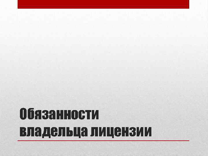 Обязанности владельца лицензии 