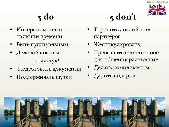 5 don’t • Интересоваться о наличии времени • Быть пунктуальным • Деловой костюм +