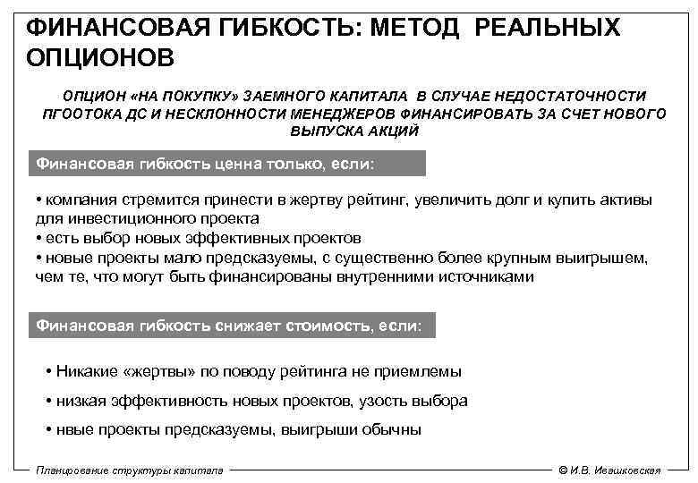 ФИНАНСОВАЯ ГИБКОСТЬ: МЕТОД РЕАЛЬНЫХ ОПЦИОНОВ ОПЦИОН «НА ПОКУПКУ» ЗАЕМНОГО КАПИТАЛА В СЛУЧАЕ НЕДОСТАТОЧНОСТИ ПГООТОКА