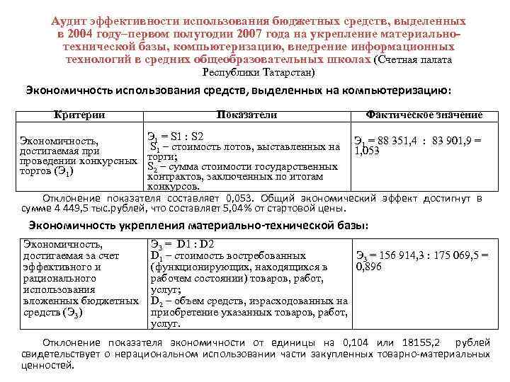 Аудит эффективности использования бюджетных средств, выделенных в 2004 году–первом полугодии 2007 года на укрепление
