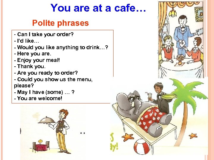 You are at a cafe… Polite phrases - Can I take your order? -