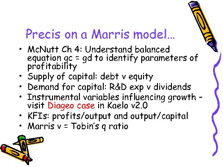 Precis on a Marris model… • Mc. Nutt Ch 4: Understand balanced equation gc
