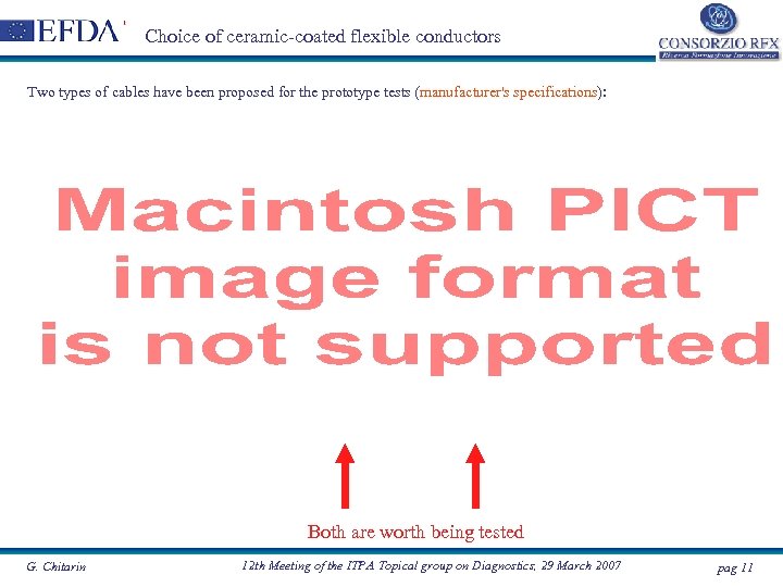 Choice of ceramic-coated flexible conductors Two types of cables have been proposed for the