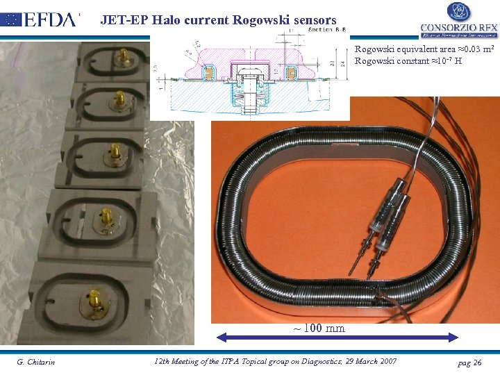 JET-EP Halo current Rogowski sensors Rogowski equivalent area ≈0. 03 m 2 Rogowski constant