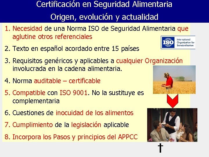 Certificación en Seguridad Alimentaria Origen, evolución y actualidad 1. Necesidad de una Norma ISO