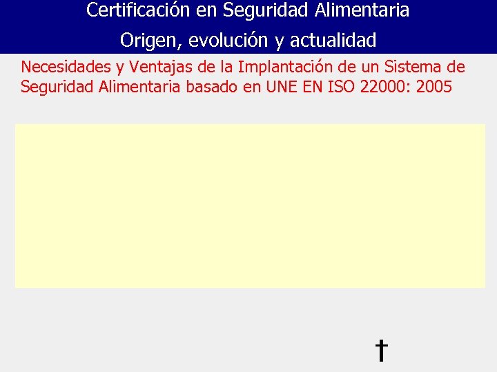 Certificación en Seguridad Alimentaria Origen, evolución y actualidad Necesidades y Ventajas de la Implantación