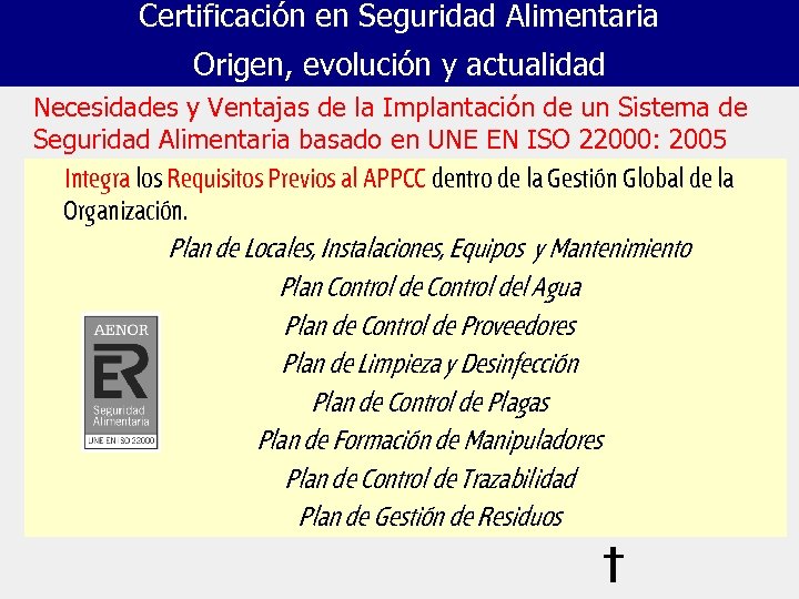 Certificación en Seguridad Alimentaria Origen, evolución y actualidad Necesidades y Ventajas de la Implantación