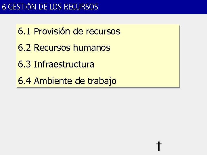 6 GESTIÓN DE LOS RECURSOS 6. 1 Provisión de recursos 6. 2 Recursos humanos