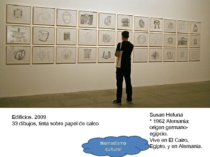 Edificios. 2009 33 dibujos, tinta sobre papel de calco Nomadismo cultural Susan Hefuna *