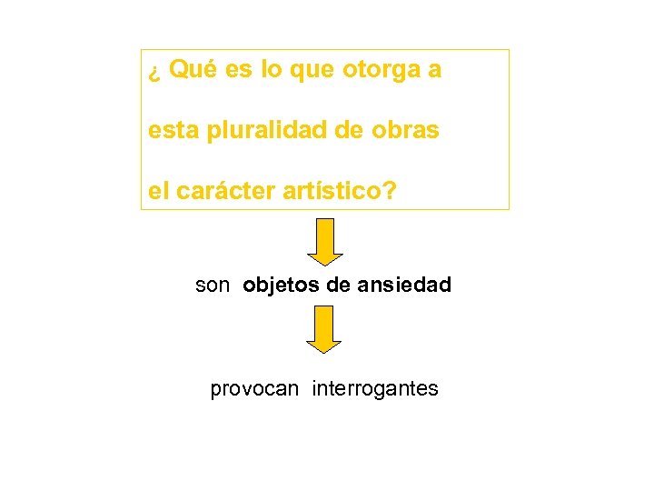 ¿ Qué es lo que otorga a esta pluralidad de obras el carácter artístico?
