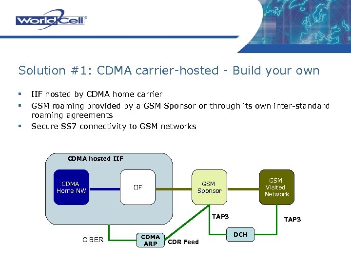 Solution #1: CDMA carrier-hosted - Build your own § § § IIF hosted by