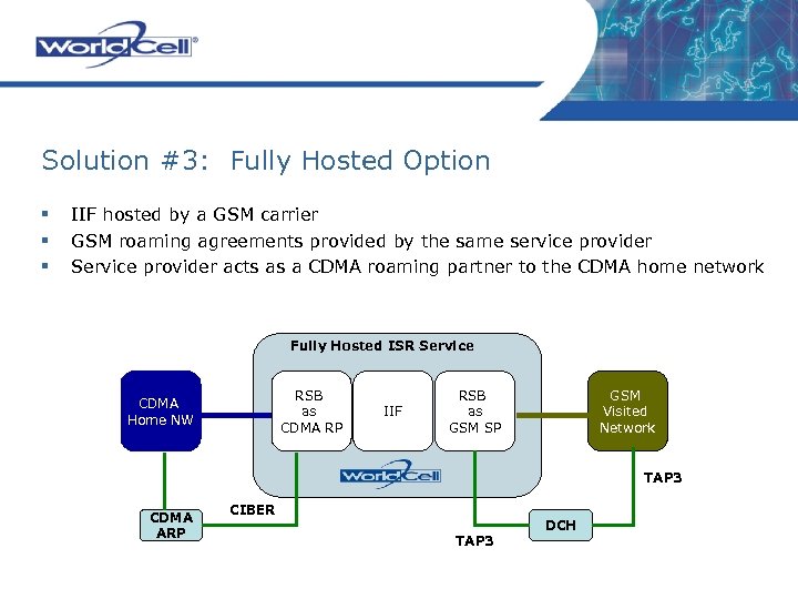 Solution #3: Fully Hosted Option § § § IIF hosted by a GSM carrier