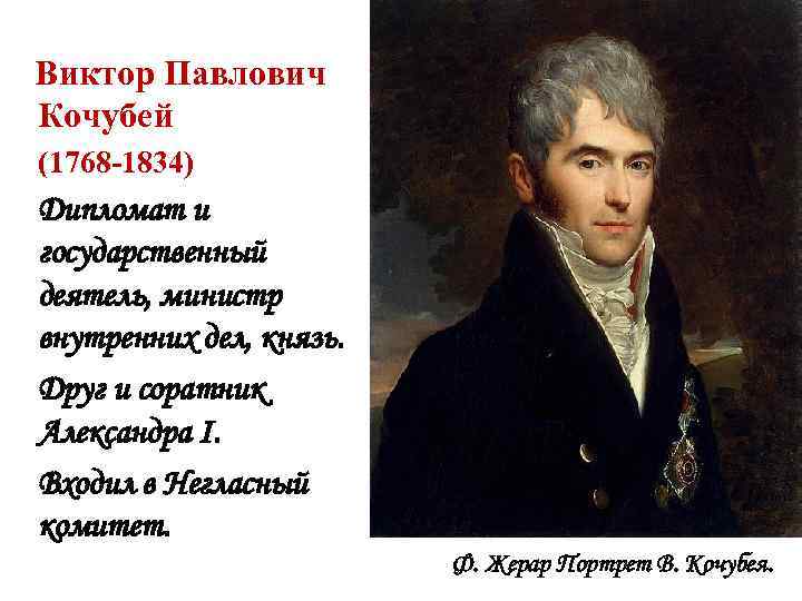  Виктор Павлович Кочубей (1768 -1834) Дипломат и государственный деятель, министр внутренних дел, князь.