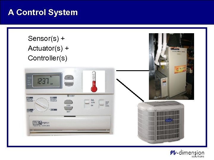 A Control System Sensor(s) + Actuator(s) + Controller(s) 