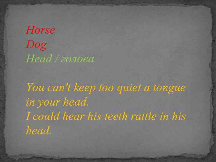 Horse Dog Head / голова You can't keep too quiet a tongue in your