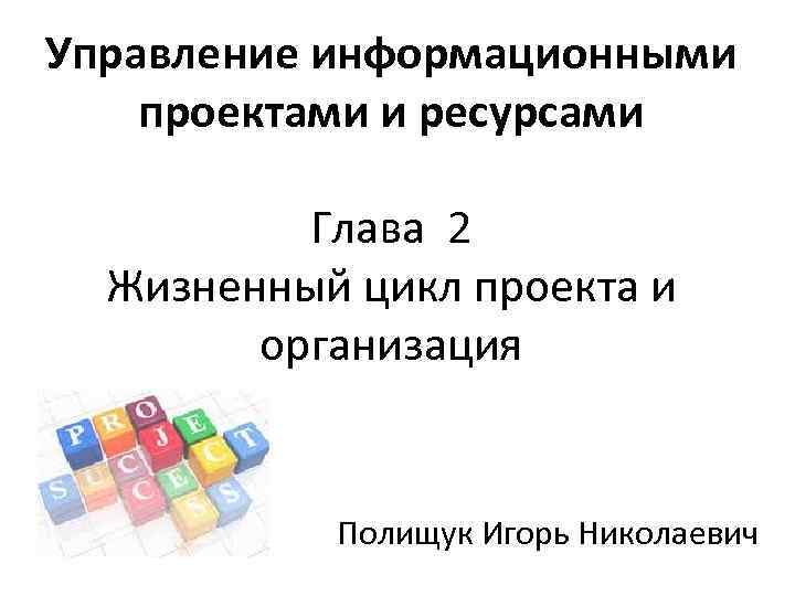 Управление информационными проектами и ресурсами Глава 2 Жизненный цикл проекта и организация Полищук Игорь
