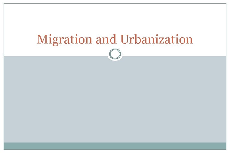 Migration and Urbanization 