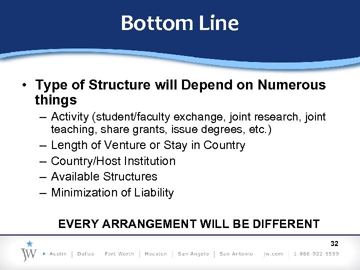 Bottom Line • Type of Structure will Depend on Numerous things – Activity (student/faculty
