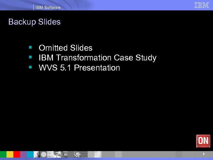 IBM Software Backup Slides § Omitted Slides § IBM Transformation Case Study § WVS