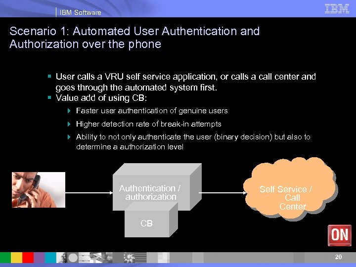 IBM Software Scenario 1: Automated User Authentication and Authorization over the phone § User