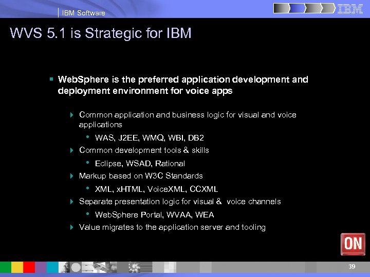 IBM Software WVS 5. 1 is Strategic for IBM § Web. Sphere is the