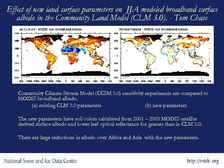Effect of new land surface parameters on JJA modeled broadband surface albedo in the