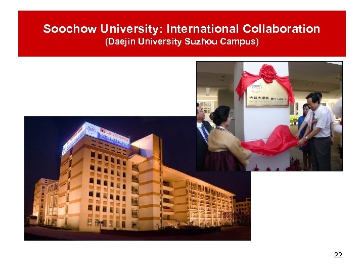 Soochow University: International Collaboration (Daejin University Suzhou Campus) 22 