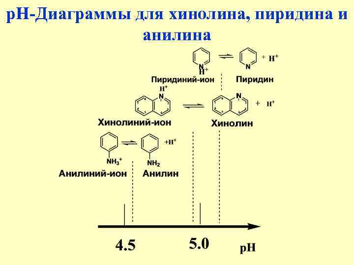 р. Н Диаграммы для хинолина, пиридина и анилина 