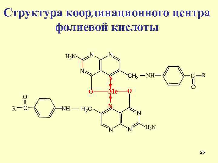 Структура координационного центра фолиевой кислоты 26 