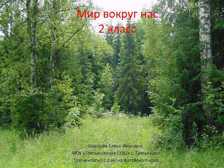 Мир вокруг нас 2 класс Захарова Елена Ивановна МОУ «Третьяковская СОШ» с. Третьяково Третьяковского