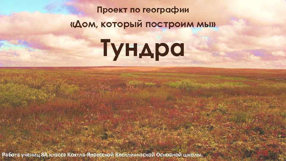 Проект по географии «Дом, который построим мы» Тундра Работа учениц 8 А класса Кохтла-Ярвесской