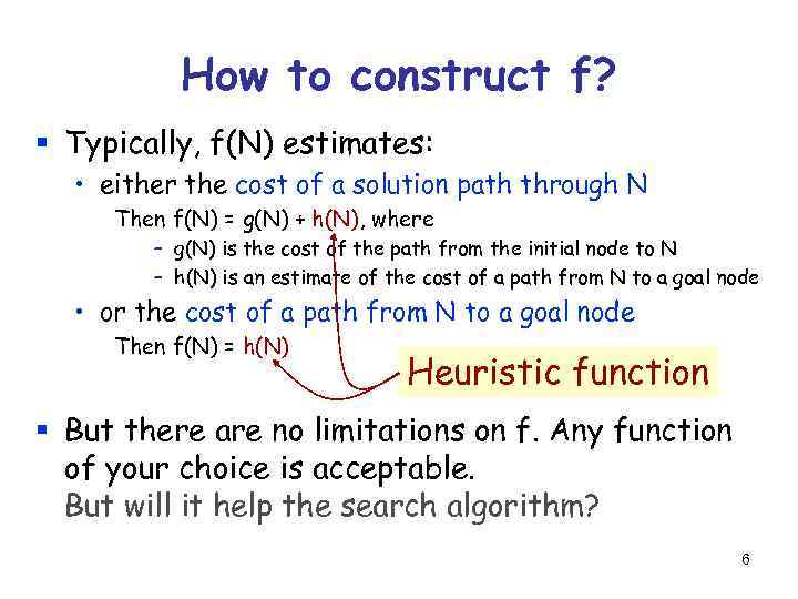 How to construct f? § Typically, f(N) estimates: • either the cost of a