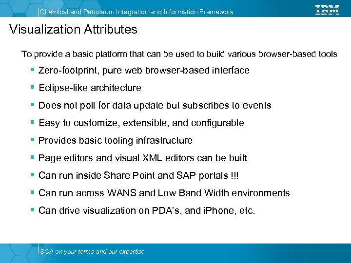Chemical and Petroleum Integration and Information Framework Visualization Attributes To provide a basic platform