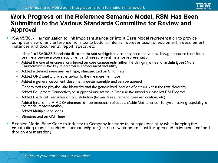 Chemical and Petroleum Integration and Information Framework Work Progress on the Reference Semantic Model,