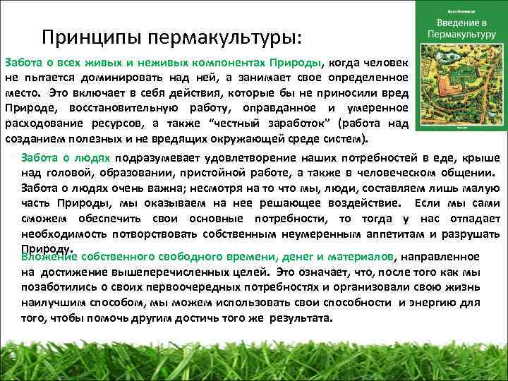 Принципы пермакультуры: Забота о всех живых и неживых компонентах Природы, когда человек не пытается