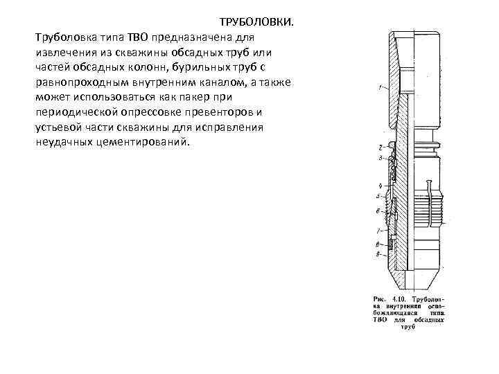 ТРУБОЛОВКИ. Труболовка типа ТВО предназначена для извлечения из скважины обсадных труб или частей обсадных