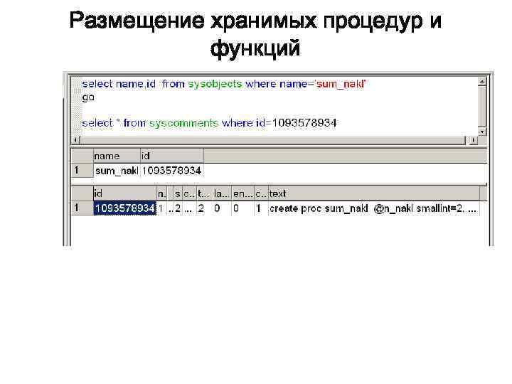 Размещение хранимых процедур и функций 